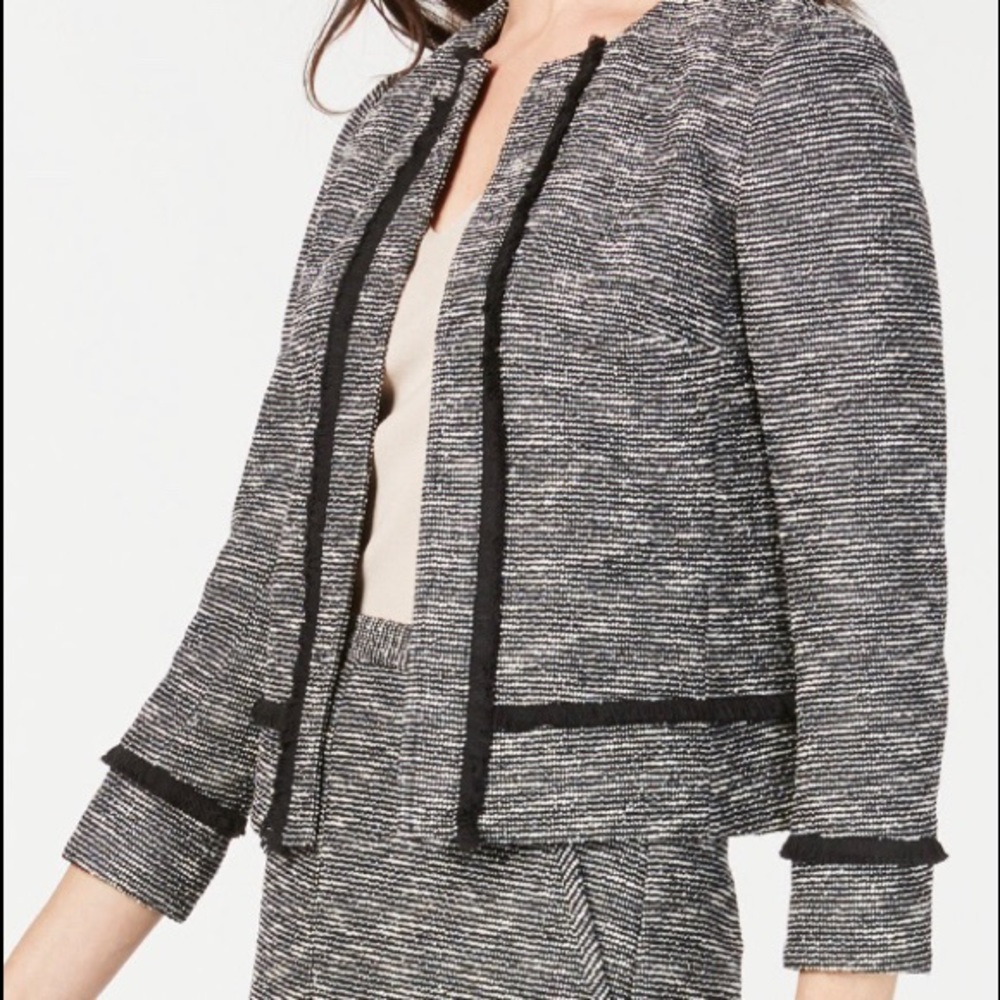NWT Anne Klein Tweed Fringe Jacket